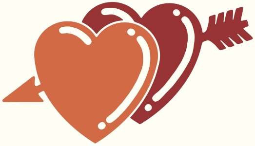 An illustration of two hearts with an arrow going through